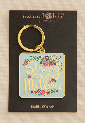 Strong As A Mother Enamel Keychain