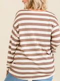 Basic Stripe Yarn Texture V-Neck Top