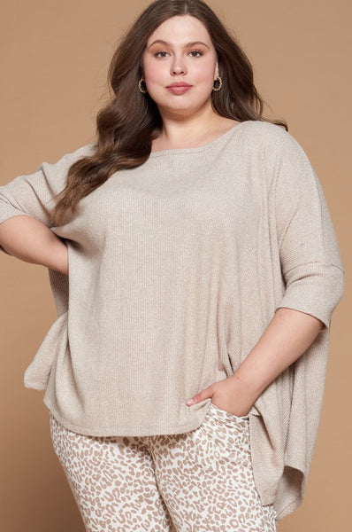 Solid Two-Tone Knit Tunic