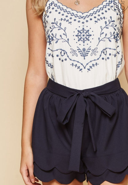 Navy Tiered Shorts