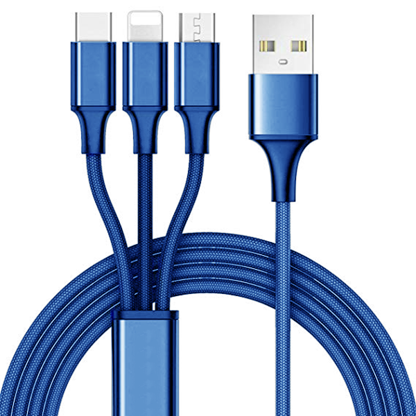 10 Foot 3 in 1 Cable - Micro USB, Lightning, Type C