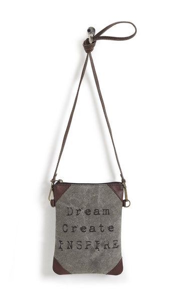 Dream Create Inspire Up-Cycled Canvas Small Crossbody