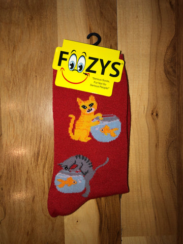 Cat and Fish Bowl Socks