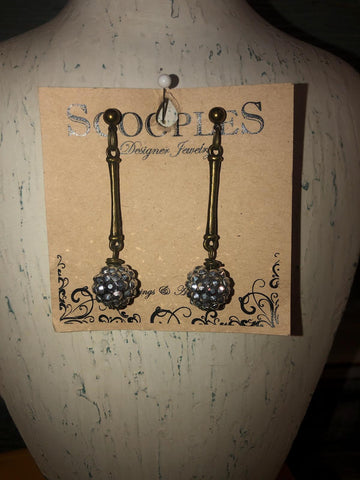 Bar Drop Earring With Diamond Cluster