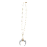 Resin Crescent Horn Link Necklace in White