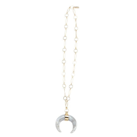 Resin Crescent Horn Link Necklace in White