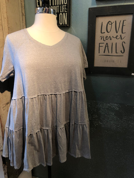 Solid Washed Babydoll Knit Top