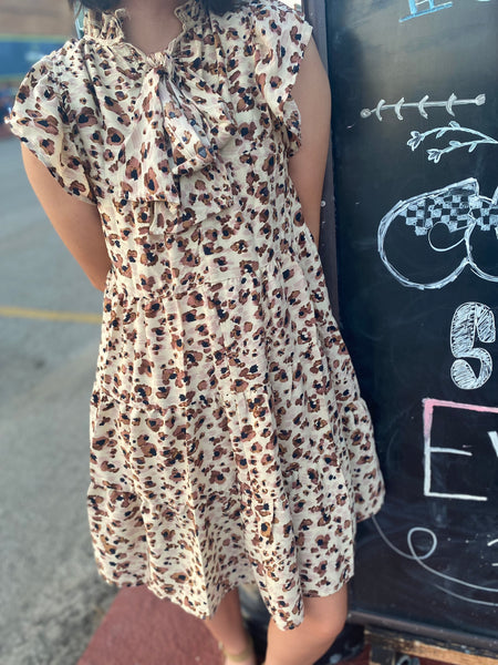 Cream & Brown Cheetah Print Dress