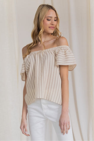 Woven Striped Off the Shoulder Top