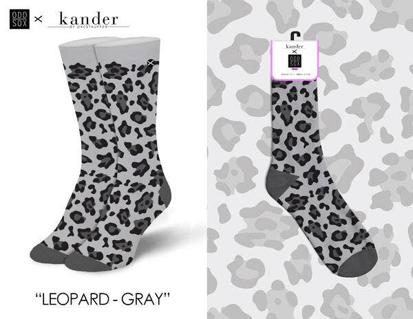 Leopard Gray - Kander - Womens Crew Straight